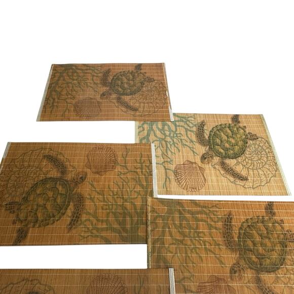 vintage sea turtle bamboo hawaiian place mats Set Of 5 - Picture 2 of 10